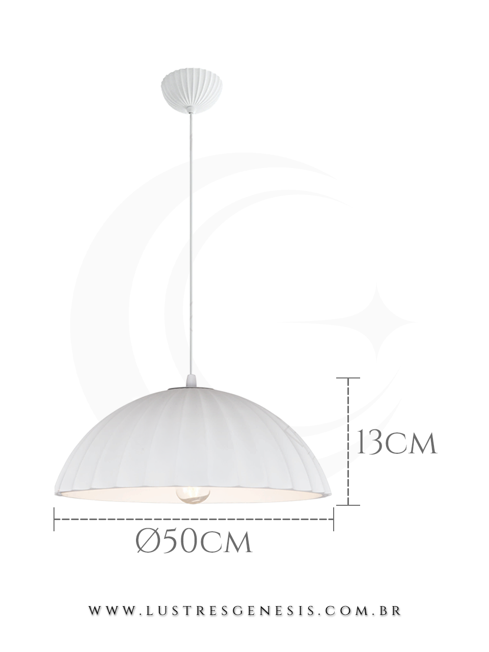 Luminaria de Teto Pendente DCD02633 Branco Gesso E27 Ø50cm, Bancada Churrasqueira, Lavabo, Cabeceira de Cama
